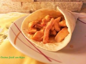 fajitas de pollo, plato presentación receta