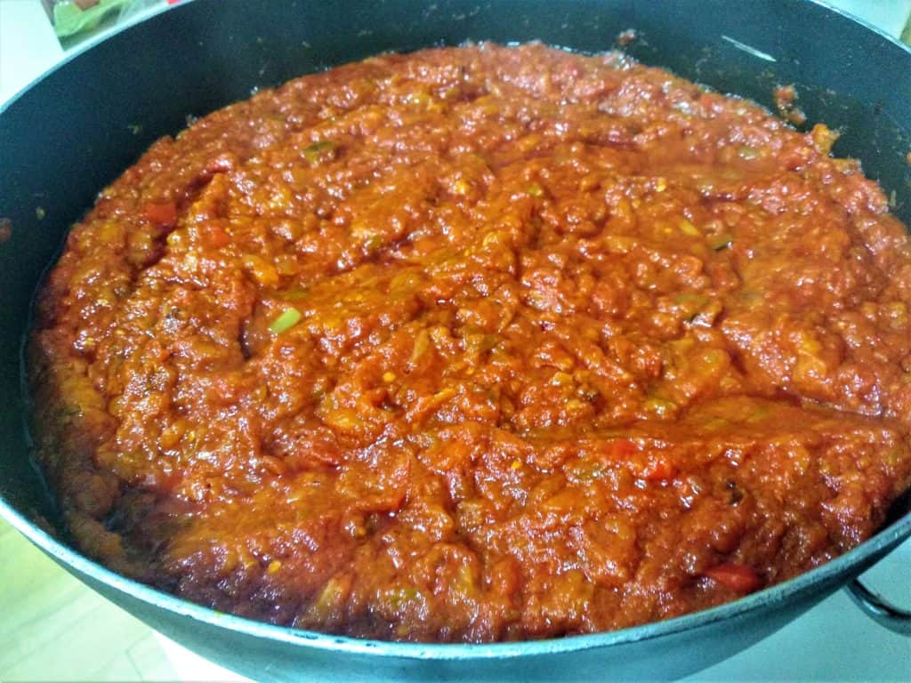 pisto extremeño, pisto terminado