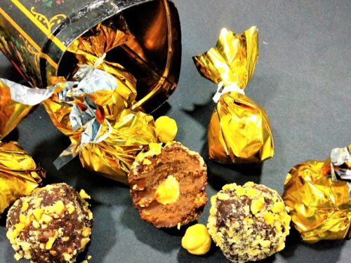 bombones caseros de chocolate, bombones terminados presentación