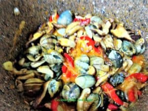 setas con almejas, foto cocinadolas
