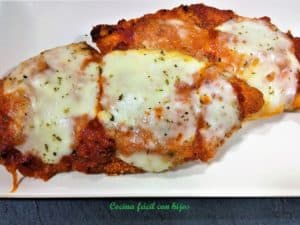 pollo a la parmesana plato terminado entrada