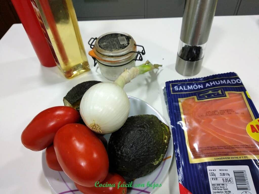 ensalada de salmón ahumado, ingredientes