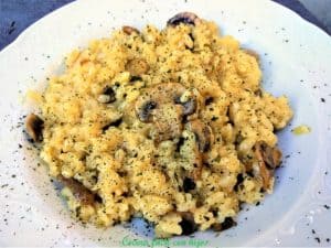 risotto de champiñones, plato presentación receta