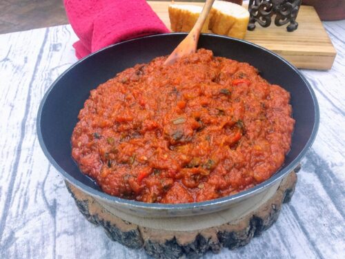 pisto con Thermomix, fritura terminada, foto entrada
